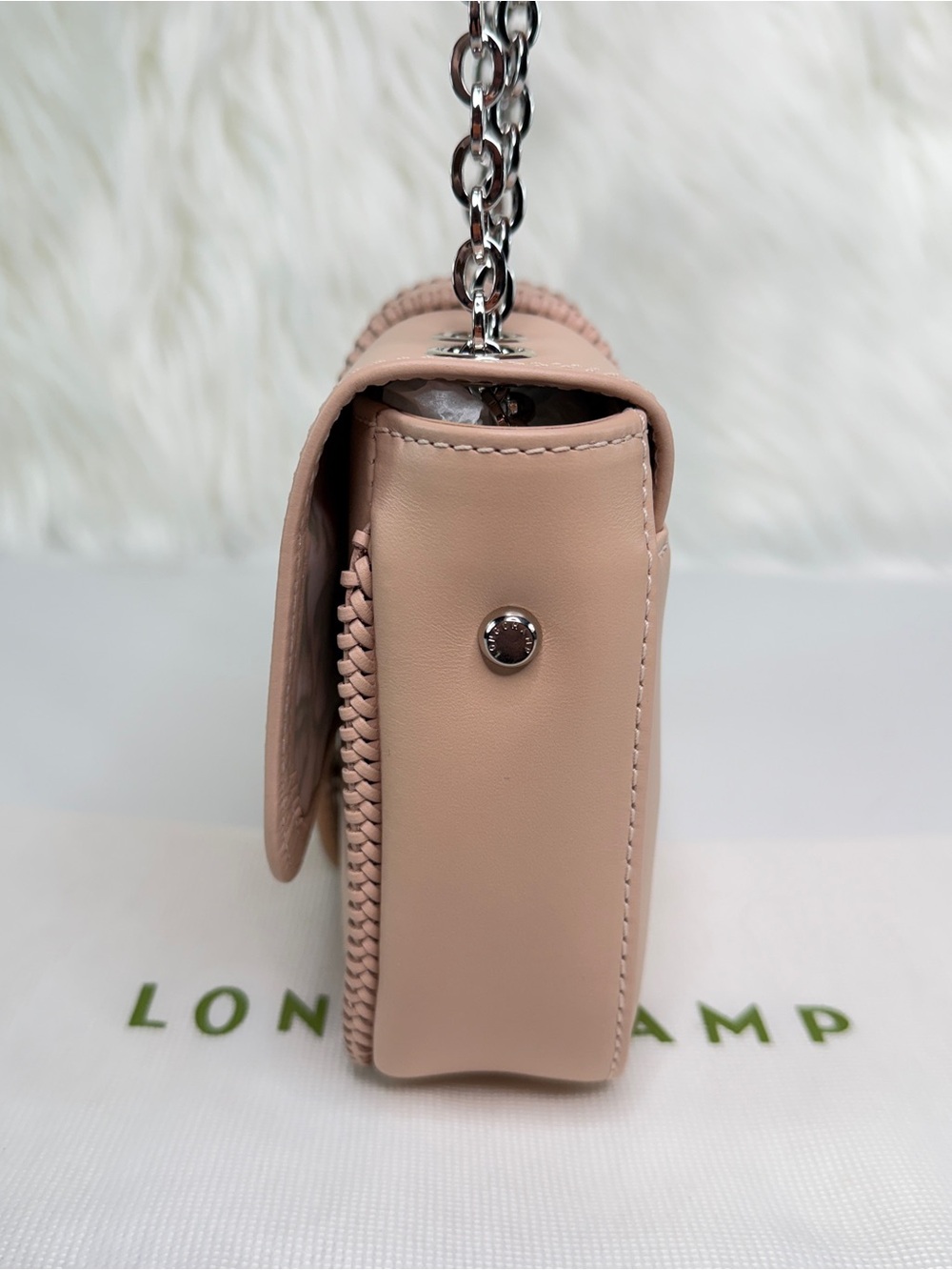 Longchamp Amazone Small Leather Crossbody Bag - Powder Pink - Picture 10 of 15